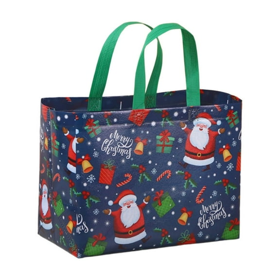 Christmas Gift Bags, Reusable Non-Woven Cartoon Large Christmas Tote Bags with Handles, Perfect for Gift Wrap/Party Favor Supplies (Blue)