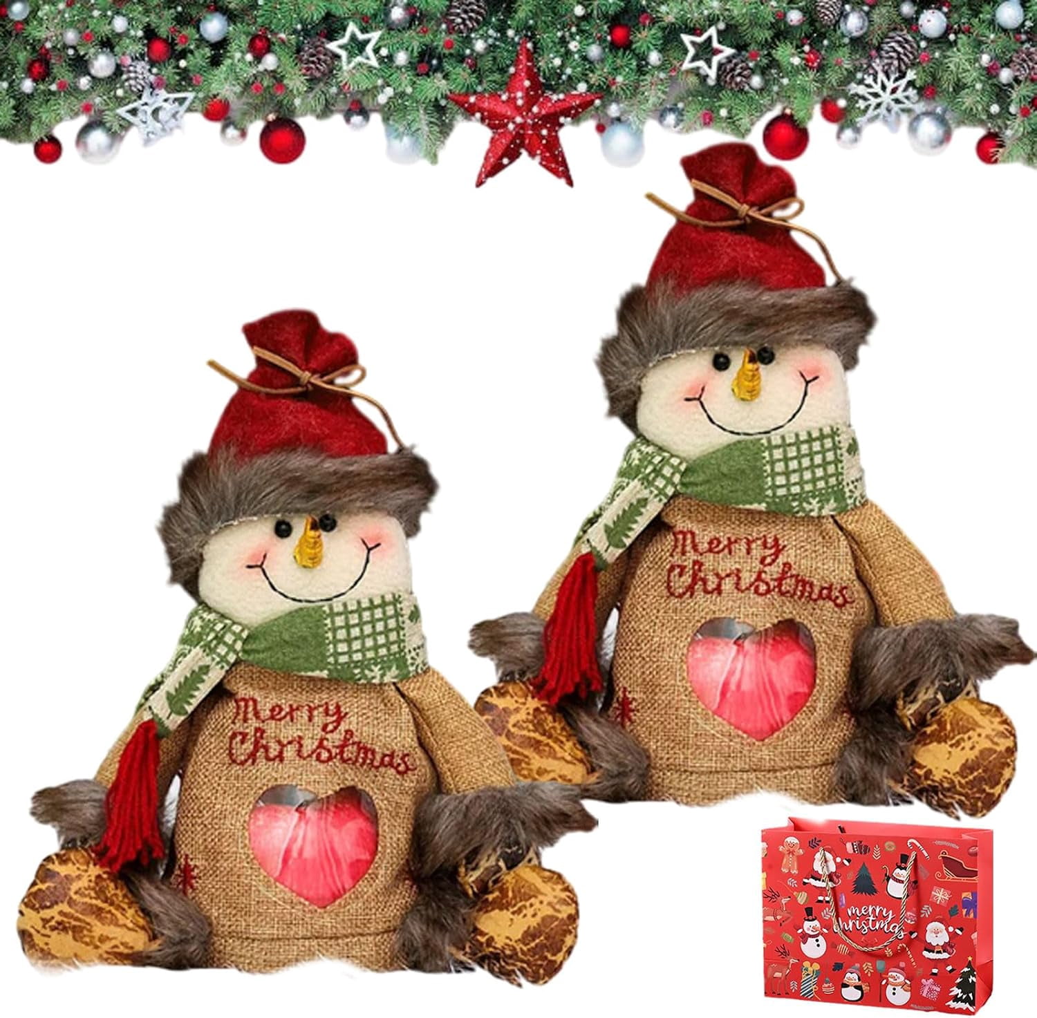 Christmas Gift Bags Zipper Design, 2Pcs Reusable Large Capacity Holiday ...