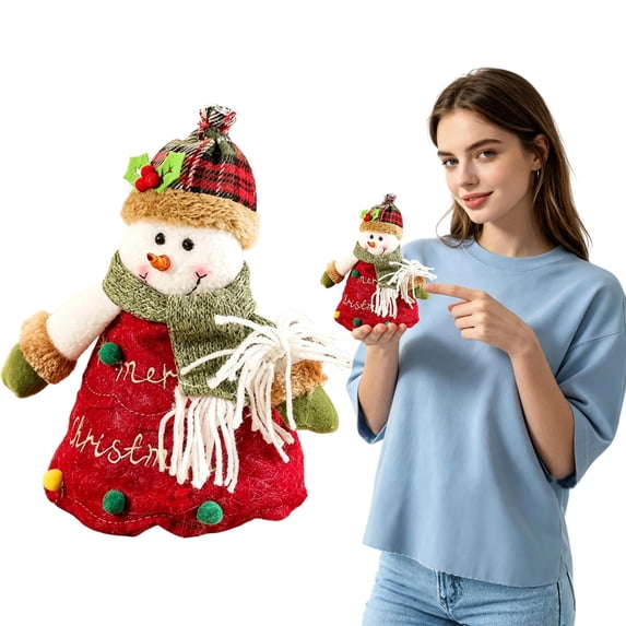 Christmas Gift Bags Zipper Design, 3d Christmas Doll Decoration, Cute Treat Pouches For Party Favors, Candy, Gift Card & Stocking Stuffers Snowman
