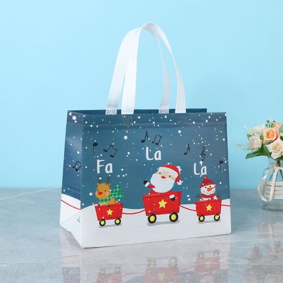 Christmas Gift Bags with Handles, Reusable Non-Woven Jumbo Tote Bags with Handles For Christmas Surprise ,Wrapping Holiday Party Supplies(5PCs)