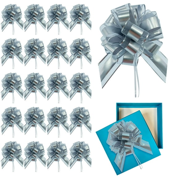 Christmas Gift Bows, Gift Wrapping Ribbon, 20PCS Unassembled Organza Ribbon Bows for Christmas Wedding Birthday Decoration, Reusable Portable Colorful Stripe Pattern Gift Package Accessories