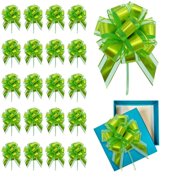 Christmas Gift Bows, Gift Wrapping Ribbon, 20PCS Unassembled Organza Ribbon Bows for Christmas Wedding Birthday Decoration, Reusable Portable Colorful Stripe Pattern Gift Package Accessories