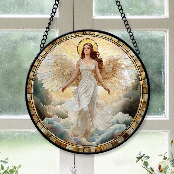 Christmas Gift Box - Angel Fly Cloud Christmas Stained Glass Hanging Ornament - Refined Holiday Tree Decor, Meaningful Gift for Family & Friends, 2025 Edition