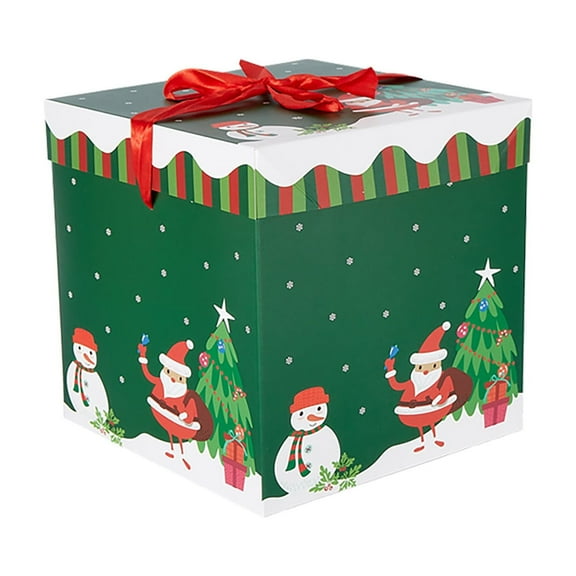 Christmas Gift Box Decor Set - Medium Size Decorative Holiday Gift Wrapping Box for Party, Home