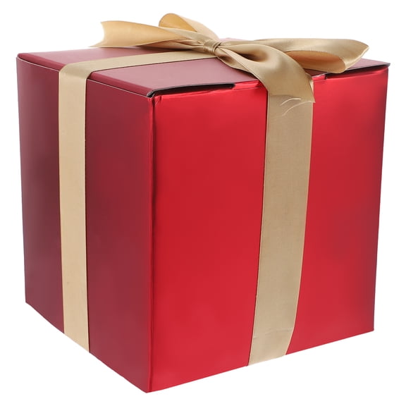 FUEENIRVA Red Matte Christmas Box for Party Use Cube Shape Paper Large Box 7.5 x 7.5 x 7.5 inches