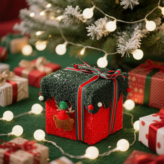 Christmas Gift Box, Empty Velvet Presentation Box for Holiday Candy, Apples, Jewelry and Special Gifts