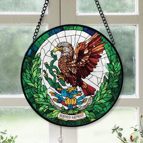 Christmas Gift Box - Mexico Christmas Stained Glass Hanging Ornament - Holly & Pine Holiday Tree Decoration, Gift for Friends, Family, Mom & Dad