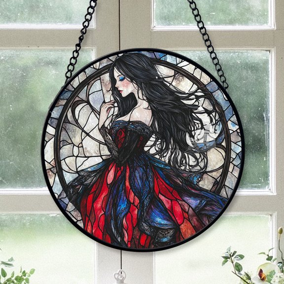 Christmas Gift Box - Minimalist Floating Ghost Xmas Stained Glass Hanging Ornament - Joyful Holiday Tree Decoration, Great Gift for Mom, Dad, Kids, Friends