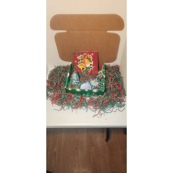 Christmas Gift Box, Saxon's Handmade Crafts, 1 Random Round Ornament, 1 Random Snowflake Ornament, 1 Random Christmas Card, 1 Random Tree Mantal Decoration