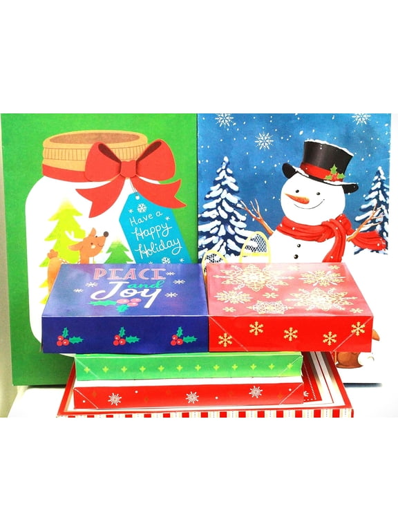 Christmas Gift Box Set 8 Pack - Navidad Boxes with Lids for Presents Colorful Holiday Kids Gifts - Variety Wrapping Essentials Set