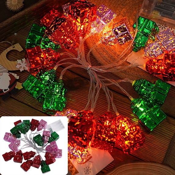 Christmas Gift Box Shape Light String 3m 20 Lamp Warm White Battery