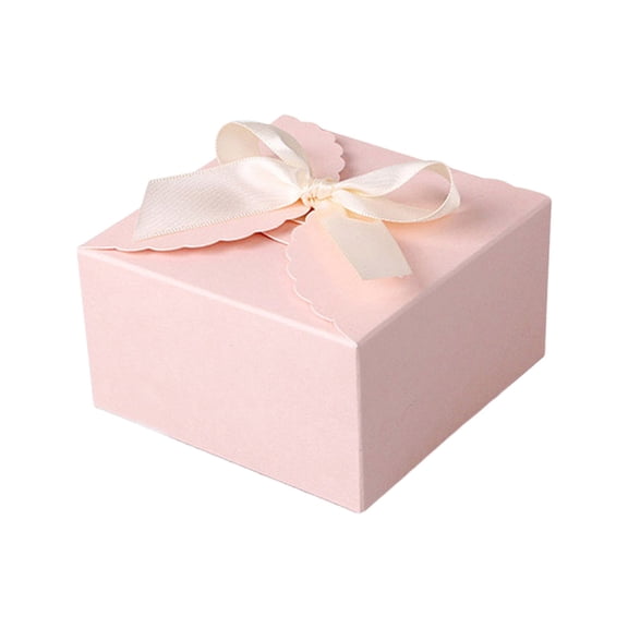 Christmas Gift Box with Bow Pink Decorative Present Container Holiday Decor