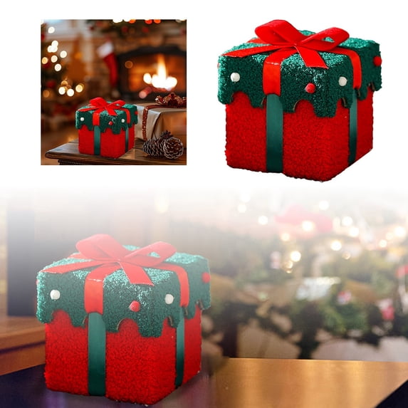 Christmas Gift Boxes Empty, Velvet Holiday Packaging Box with Lid, Festive Red Green Present Box for Xmas Party Favors Decorations