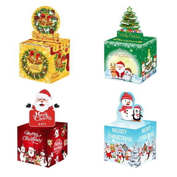Christmas Gift Boxes for Holiday Party Decorations Square Cardboard Treat Boxes with Festive Designs for Family Kids School Events Storage and Gift Wrapping