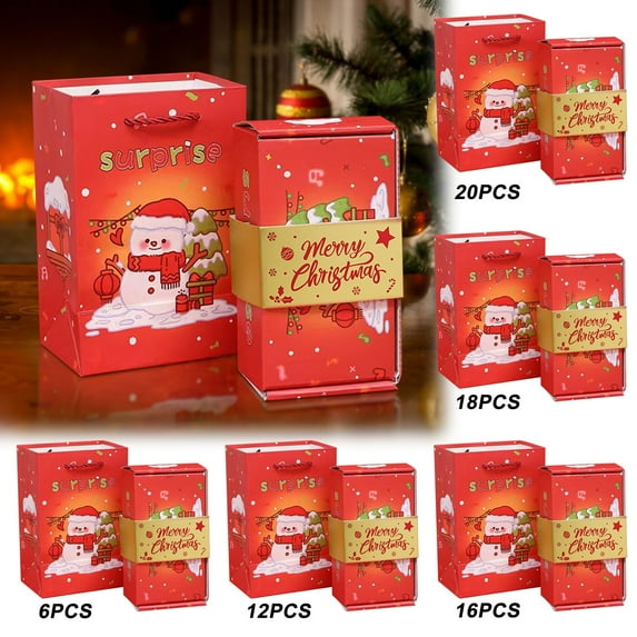 Christmas Gift Boxes Surprise Box, 16 Pop Out, Merry Surprise Upgraded Gift Box, Money & Cash Folding Bouncing Gift Boxes with Lids for Presents, New year Christmas Game, Red, Snowman & Snowflake