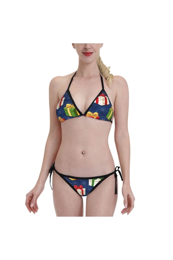 Christmas Gift Boxes Women's Bikini Set Two Piece Swimsuit Triangle Bathing Suit Adjustable Beach Swimwear