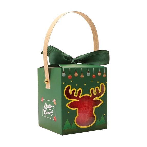Christmas Gift Boxes with Lids and Handle, Christmas Elf Design Folding Square Gift Boxes for Christmas Decorative, Xmas, Storage, Presents Wrapping