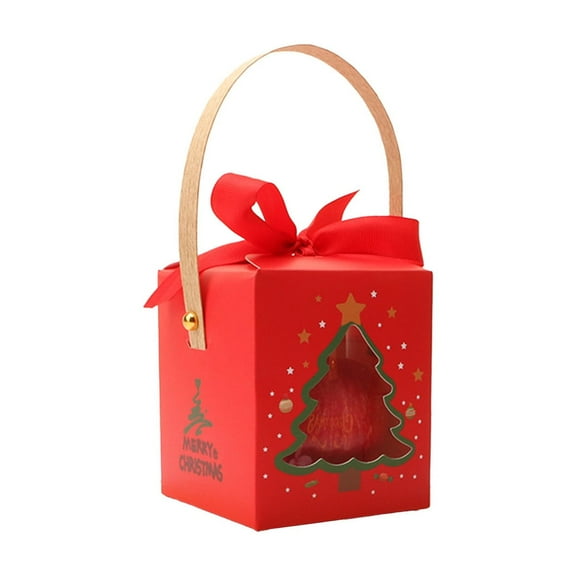 Christmas Gift Boxes with Lids and Handle, Christmas Tree Design Folding Square Gift Boxes for Christmas Decorative, Xmas, Storage, Presents Wrapping