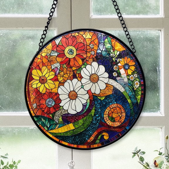 Christmas Gift Bundle - Mexico Flower Stained Glass Hanging Ornament - Classic Christmas Tree Decoration, Holiday Gift for Dad, Mom, Friends, Family