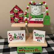 Christmas Gift (Buy 2 get 3),Christmas Tiered Tray Decor G-rinch Tiered Tray Ornament Christmas Wooden Signs Decorative Trays Xmas Party Tray, How To Stole Christmas Tray