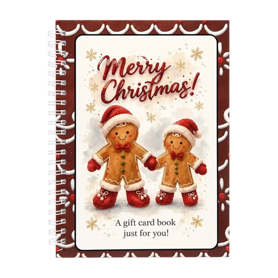 Christmas Gift Card Book, 5x7 Holiday Gift Booklet, DIY Spiral-Bound Merry Christmas College Survival Kit, 10-Page Surprise Greeting Card Book for Cards Cash, Students Graduation Gift