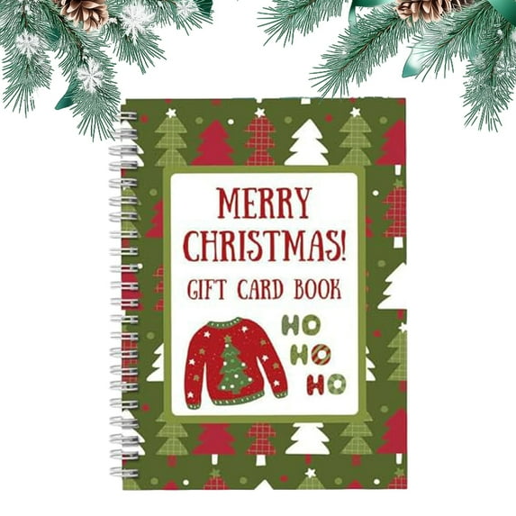 Christmas Gift Card Book, 5x7 Inch Personalized Card booklet for Merry Christmas, Spiral Bound Holder to Organize Greeting Cards from Family Friends,Space for up to 18 Ideal Xmas Gift(Clothes)