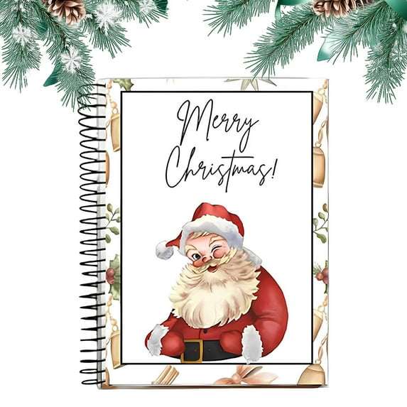 Christmas Gift Card Book, 5x7 Inch Personalized Card booklet for Merry Christmas, Spiral Bound Holder to Organize Greeting Cards from Family Friends,Space for up to 18 Ideal Xmas Gift(Santa Claus)