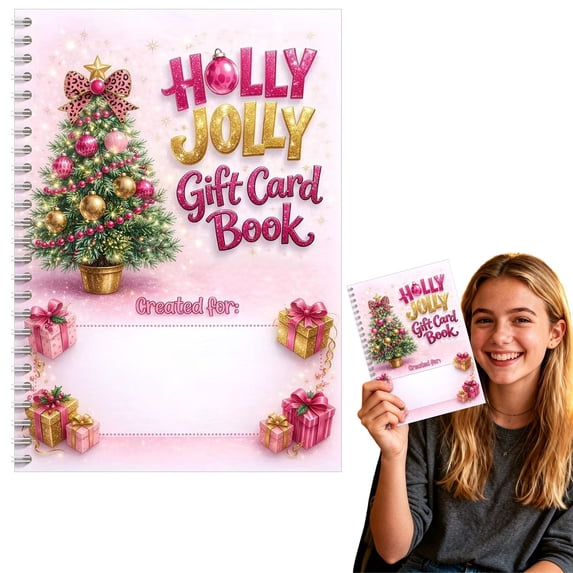 Christmas Gift Card Book for Adults, Christmas Notebook Card Book, Merry Christmas Holiday Organizer Journal with Santa Tree Cover, Bound Keepsake for Cards and Lists