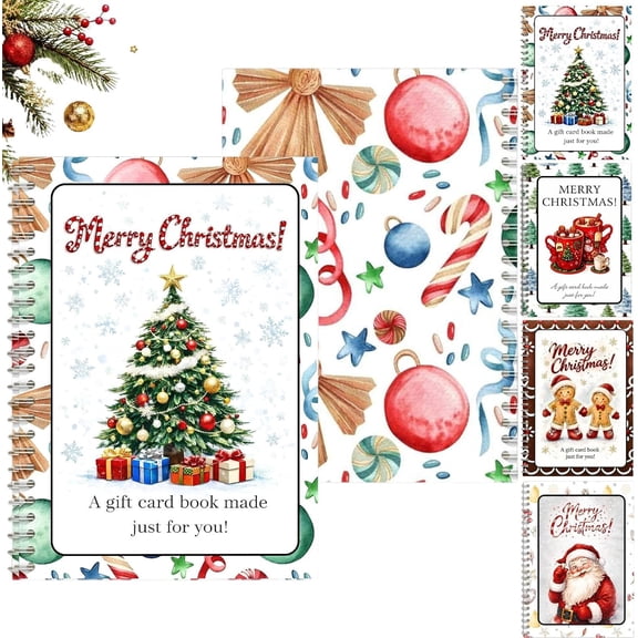 Christmas Gift Card Book for Adults, Merry Christmas Gift Card Book, DIY Personalized Gift Card, Add Cards, Cashs, Write-In Notes, Festive Christmas Holiday Designs
