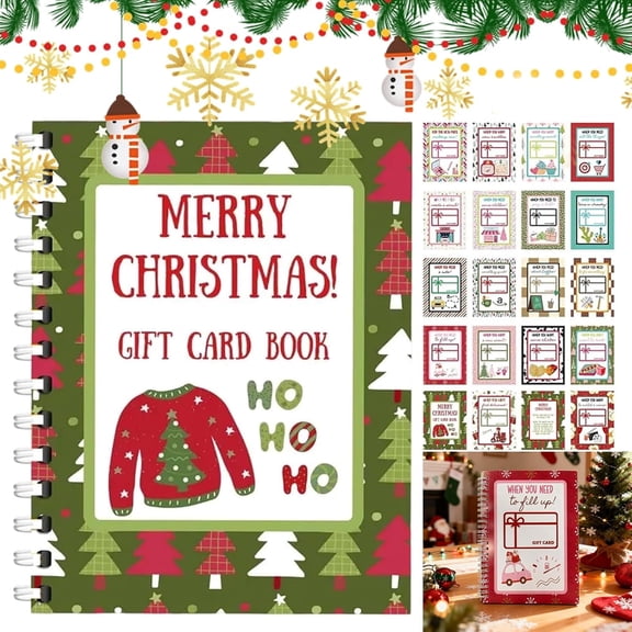 Christmas Gift Card Book, Gift Card Book, 5x7 Color Spiral-Bound Book, Christma Gift Cards Books Holder, DIY Personalized Xmas Gifts for Family, Friends, Students