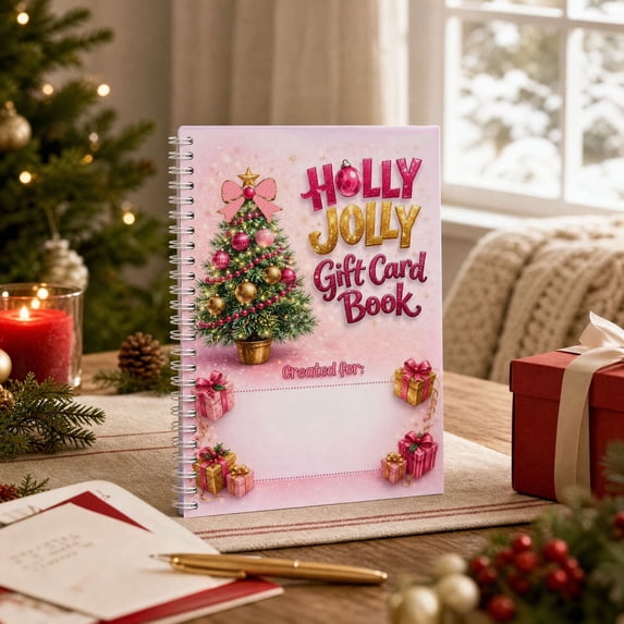 Christmas Gift Card Book, Holly Jolly Pink Design, Spiral Bound Gift ...