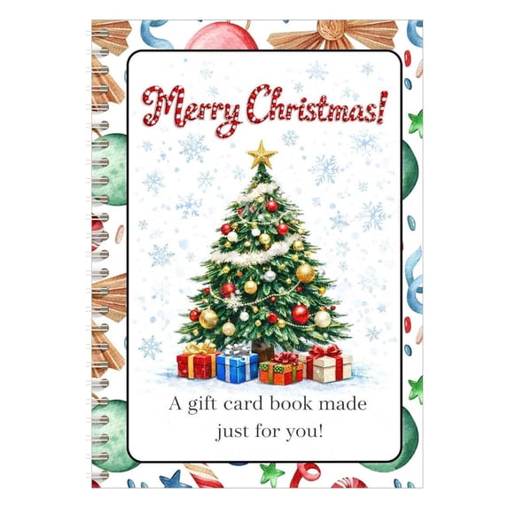 Christmas Gift Card Book,Spiral-Bound Holiday Gift Card Booklet,6X8.3 inch Christmas Gift Card Holder Books,Diy Merry Christmas Gift Holder for Cards, Notes, Family, Friends & Office Gifting,B
