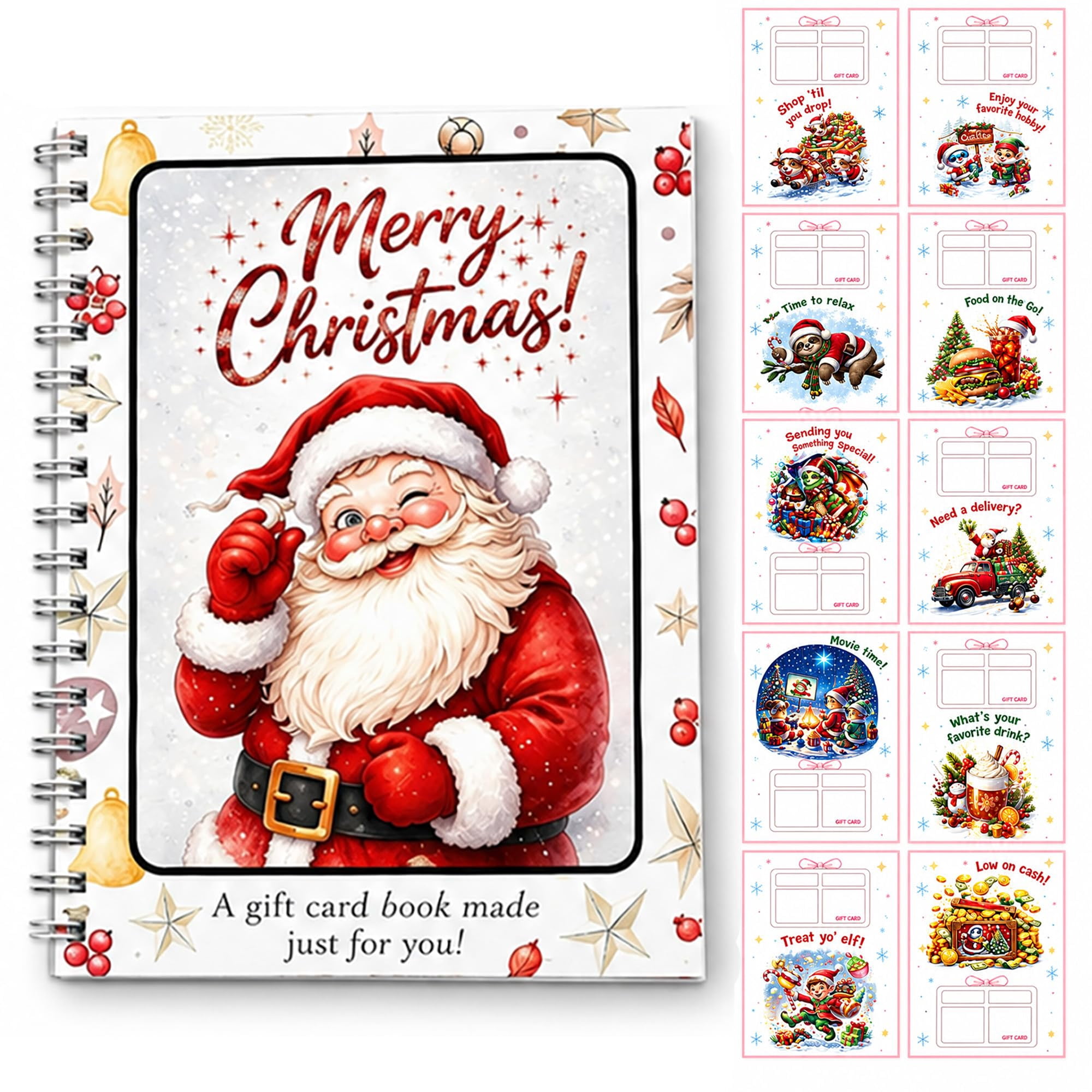 Christmas Gift Card Book, Spiral Bound for Holiday Gift Giving, spiral ...