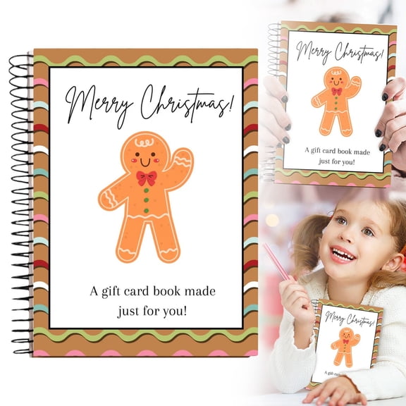 Christmas Gift Card Book,Surprises On Every Page Spiral Bound Christmas Gift Card Book,Diy Merry Christmas Stocking Stuffers 5X7 Inch Personalized Xmas Gifts for Family, Friends, Students