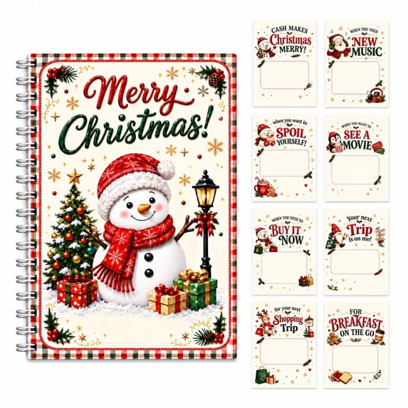 Christmas Gift Card Book for Teens and Adults Coil Binding 10 Illustrated Pages & 10 Message Pages with Thank You Card & Dots for Holiday Gift Personalized Gifts Christmas Gifts by MPOISVA