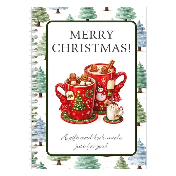 Christmas Gift Card Booklet, Holographic Cup Design, Gift Card Book for Christmas With Notes and Coupon Pages
