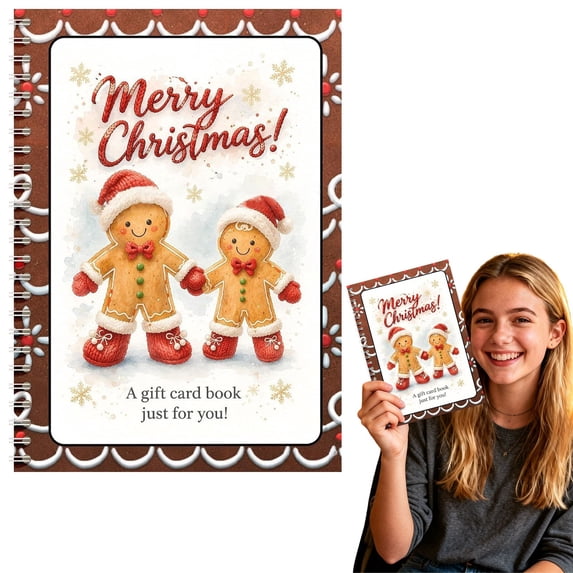 Christmas Gift Card Booklet,Spiral Bound Card Book Funny Christmas Cards Diy Christmas Gift Card Booklet Holiday Gift Card Book for Gifting Xmas Gift Card Book Festive Gift Card