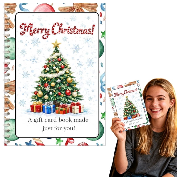 Christmas Gift Card Booklet,Spiral Bound Card Book Xmas Gift Card Book Funny Christmas Cards Holiday Gift Card Book for Gifting Festive Gift Card Christmas Keepsake Book