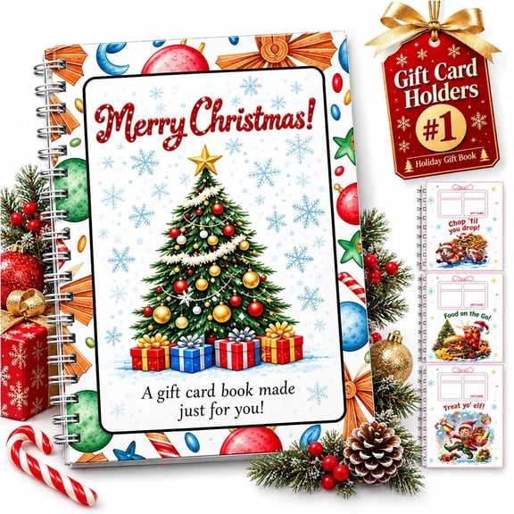 Christmas Gift Card Books for Adults Spiral Bound Holder with Ten Sheets Playful artwork helps arrange separate presents for easy sharing during family exchanges, office parties, and seasonal events