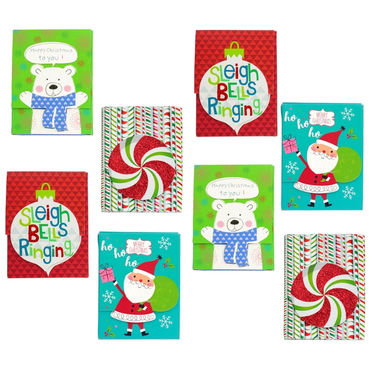Christmas Gift Card Holder Boxes with Glitter (Set of 8) 
