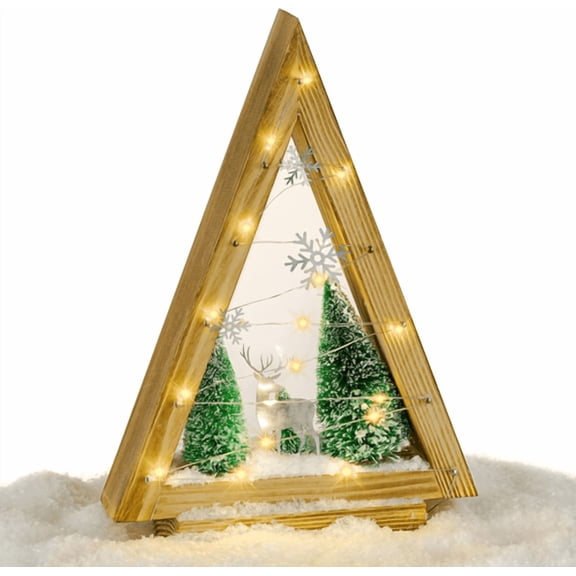 Christmas Gift Christmas Decor Christmas Tree Decorations Christmas Exchange Gifts Pre-lit Christmas Tree Rustic Wooden Christmas Tree Decor with Lights for Cozy Holiday Home Decor