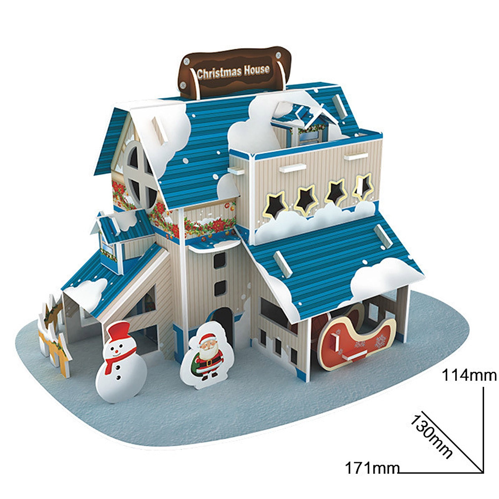 Christmas Gift Cottage DIY Puzzle Snow House Model Decoration