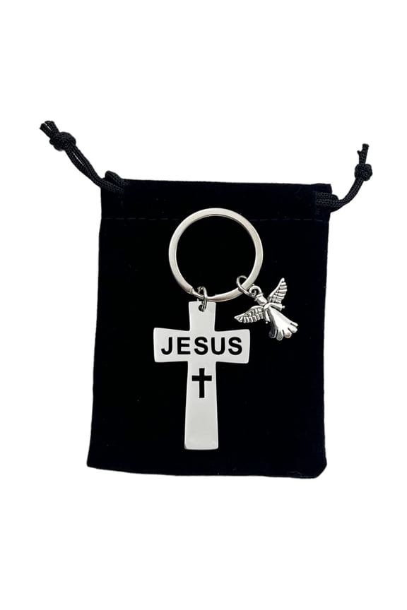 Christmas Gift Cross Keychain Christian Jewelry for First Communion Baptism Confirmation Religious Men Jesus