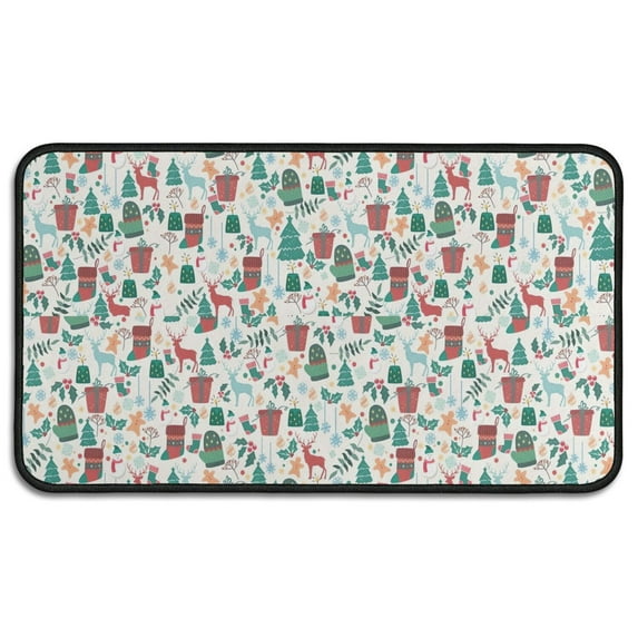 Christmas Gift and Deer Pattern Door Rugs,Washable Non Slip Door Mats Indoor,Decorative Door Mats,Entry Mat Indoor for Entrance,Bedroom,Kitchen,Bathroom,30"x17"