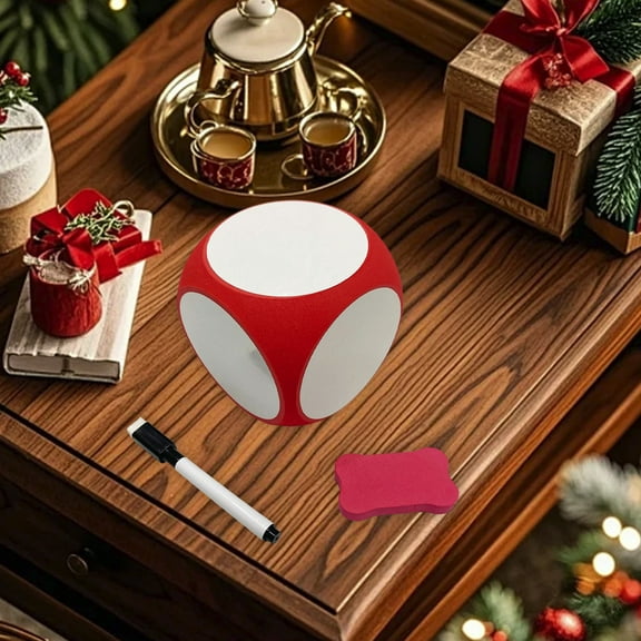 Christmas Gift Exchange Dice Set | DIY Santa Swap Family Holiday Party Game | Plastic Red Green Dice - Includes 1 Marker 1 Eraser - 10x10x10cm | Festive Seasonal Customizable Gifts