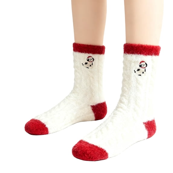 Christmas Gift Fuzzy Socks for Women No Show Fall Fashion Must Haves Foot Warmer Ankle Cozy Winter Socks Red1