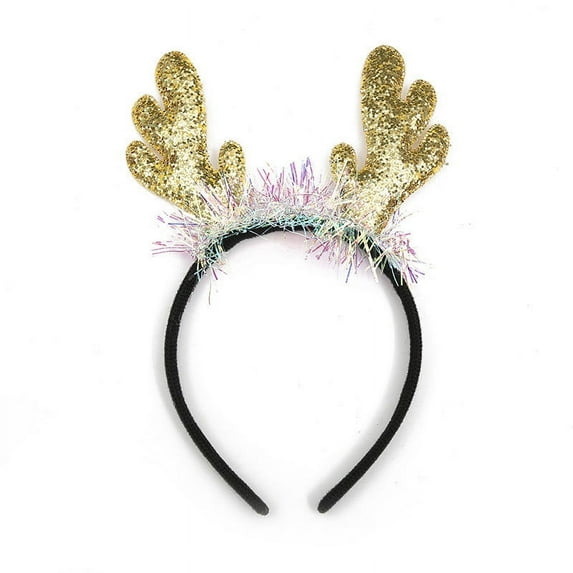 Christmas Gift Headbands, Gold Reindeer Antler Head Bopper, Head Topper for Christmas Parties Favors Supplies,Holiday Headbands Accessory