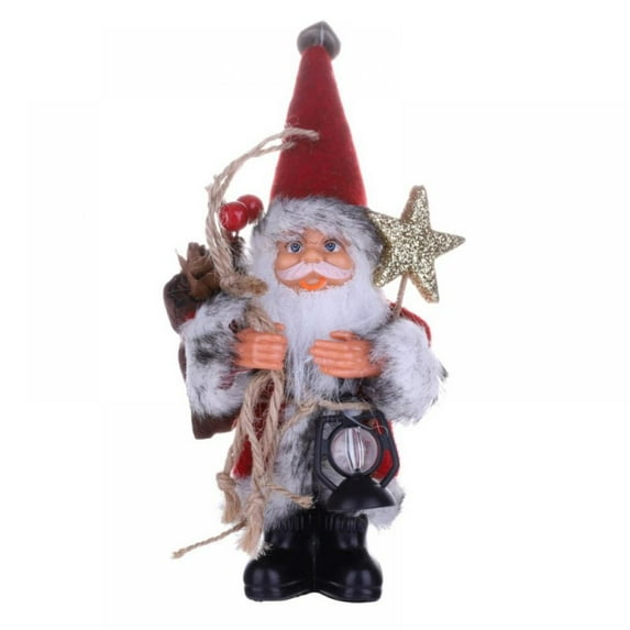 Christmas Gift Home Decor Christmas Figure Standing Plush Santa Claus with Kerosene Lamp Ornaments Holiday Decorations