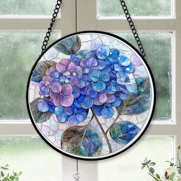 Christmas Gift Idea - Blue Purple Dark Clouds Lightning Sun Stained Glass Hanging Ornament - Classic Christmas Tree Decoration, Holiday Gift for Dad, Mom, Friends, Family