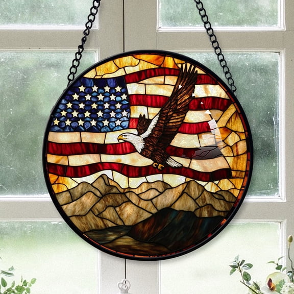 Christmas Gift Ideas - American Flag Eagle Christmas Stained Glass Hanging Ornament - Modern Holiday Tree Decor, Xmas Gift Idea for Family & Friends, 2025 Edition